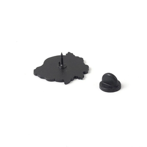 Punk style rose skull enamel pin badge with durable black rubber clutch and metal needle back