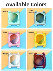 Multi-colored manual egg slicers with stainless steel wires in various color options