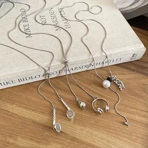 Silver tiger eye pearl pendant necklace with tennis racket and headset charms for women