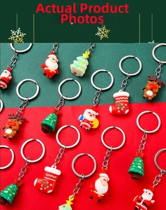 Detailed view of various Christmas silicone keychains featuring Santa Claus and reindeer