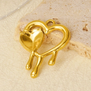 Detail view of 304 stainless steel heart pendant on a stone background