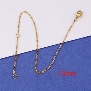 Polished 1.5mm gold stainless steel cross chain for DIY jewelry making and necklaces