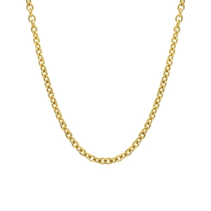 Classic 18k gold plated stainless steel O-chain necklace in minimalist style on white background