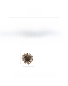Macro detail of a 4cm vintage flower brooch showing 26.4g weight and alloy material