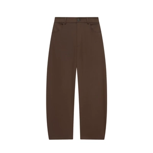 Pantaloni Casual Da Donna Gamba Dritta Vita Alta Marrone Caffè Twill Di Poliestere Streetwear