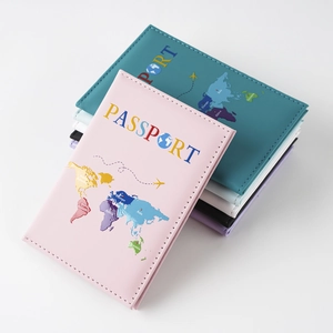 Travel Passport Holder Cover World Map PU Leather Document Organizer Case Multifunctional Passport Wallet For Women Men