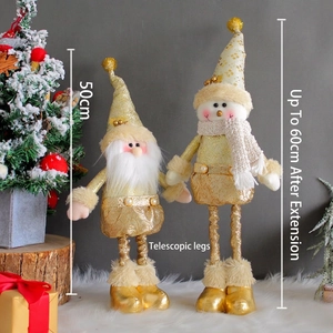 Retractable gold Santa Claus and Snowman plush doll figures for Christmas decoration