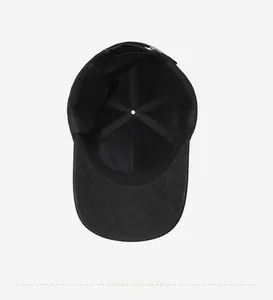 Internal structure of the black baseball cap showing reinforced seams and sweatband