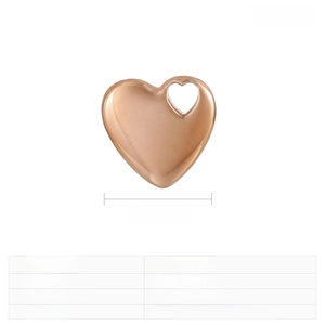 Vue détaillée du pendentif cœur évidé de 15 mm en acier inoxydable plaqué or rose