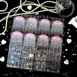 Holographic PET Stickers Laser Silver Stamping Butterfly Star Moon For Scrapbooking Journal DIY Card Aesthetic Decor