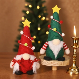 Handmade Christmas faceless gnomes set with star hats and festive knitted textures