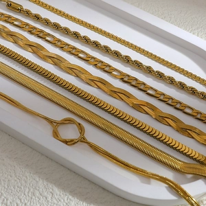 Χρυσά βραχιόλια από ανοξείδωτο ατσάλι 18K σε στυλ αλυσίδας φίδι, σχοινί και κουβανέζικη