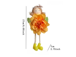 Detail of Easter fairy flower pendant with 17cm height dimensions and orange silk dress