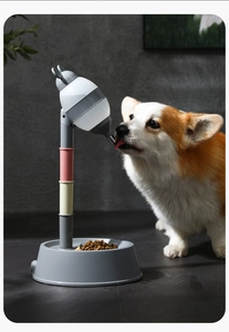 Pet water dispenser with Corgi dog drinking from the stainless steel ball nozzle