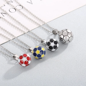 Fussball Anhänger Halskette Edelstahl Emaille Sport Stil 3D Fussball Schmuck Für Herren Damen Fans Mode Geschenk