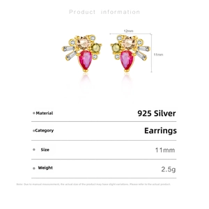 Detailed product information of colorful gemstone 925 silver earrings with dimensions