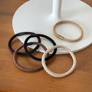 Elastic Hair Ties Ribbed Fabric High Stretch Ponytail Holders Minimalist Earth Tones Hair Accessories For Women Chic