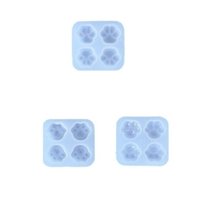 Mini cat paw silicone resin mold set with four-cavity mirror surface for DIY jewelry pendants