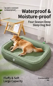 Detail of cozy rectangular pet bed with high edges showing soft plush texture for dogs