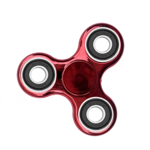 Close-up of red tri-spinner with 608ZZ ABEC-7 precision bearings on white background
