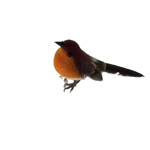 Lifelike faux feather robin bird Christmas tree ornament for home holiday decor