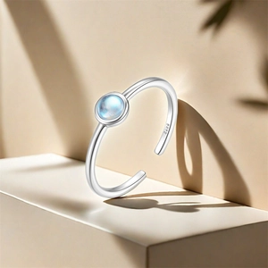 Detail of S925 sterling silver ring showing the hallmark stamp and colorful zircon stone