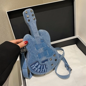 Borsa A Tracolla In Denim A Forma Di Chitarra Per Donna Design Di Nicchia Vintage Con Rivetti E Tracolla Regolabile