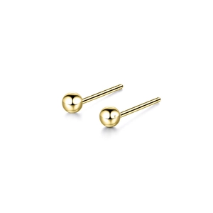Polished stainless steel ball stud earrings for women with a sleek gold plated finish