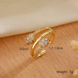 Detailed size specifications of the 18K gold plated wheat ear ring with zircon inlay