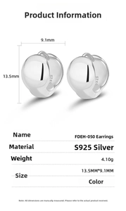Detailed size specifications of S925 sterling silver geometric round hoop earrings