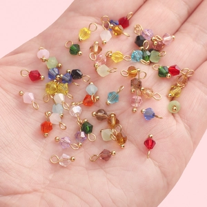 4mm colorful glass bicone pendants with gold loops for DIY jewelry making and earrings