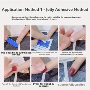 Tutorial su come applicare unghie finte con adesivi e strumenti per manicure