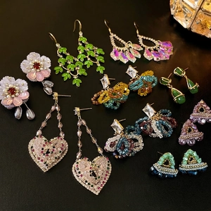 Flower Rhinestone Artificial Pearl Drop Earrings With 925 Sterling Silver Earring Post Sweet Forest Style Jewelry For Women