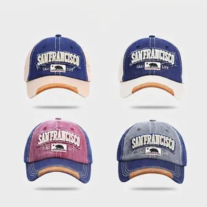 Vintage Baseball Cap Denim Baumwolle Verstellbar Stickerei San Francisco Outdoor Sonnenhut Für Herren Damen Streetwear Stil