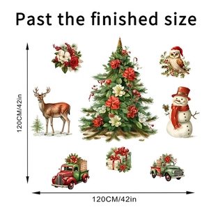 Christmas wall stickers set featuring snowman and tree with dimensions 120x120cm