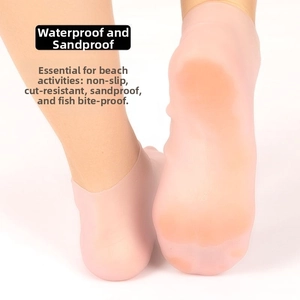 Detail of waterproof silicone beach socks showing anti-slip texture and flexible material