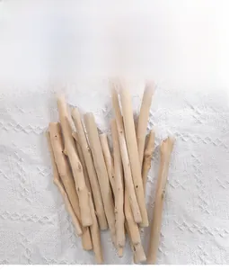 Κοντινό πλάνο από φυσικά ξύλα driftwood για DIY χειροτεχνίες σε λευκή δαντέλα
