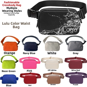 Waterproof nylon sports waist bag shown in thirteen various colors with adjustable strap