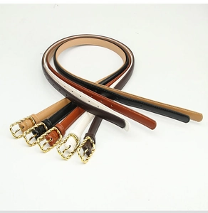 Detailed collection of women's PU leather belts with gold pin buckles in five colors