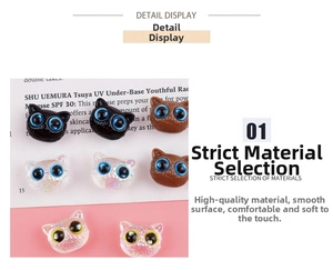 Macro detail of cute 18mm acrylic cat head beads for DIY bracelets and keychains