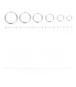 Detailed size comparison of S925 silver hoop earrings from 10mm to 20mm diameter
