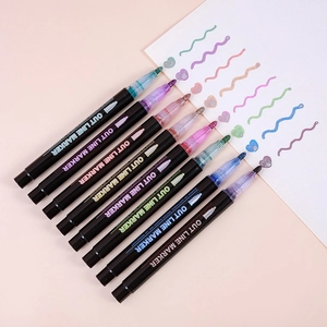 8-color double line outline markers with metallic ink and colorful hand-drawn effects