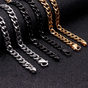 Cuban Link Chain Necklace Bracelet 316L Stainless Steel Hip Hop Rock Jewelry For Men
