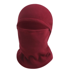 Winter thermal balaclava mask in burgundy fleece with protective neck gaiter for cycling