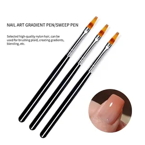 Nail Art Brush Serrated Gradient Pen Ombre Blending Manicure Tool Nylon Hair Wood Handle Professional DIY