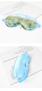 Detailed view of Van Gogh style silk eye mask with smooth satin texture for sleeping