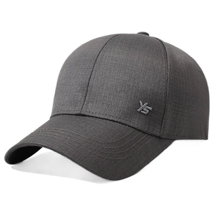 Casquette de baseball gris foncé structurée pour homme avec logo YS métallique