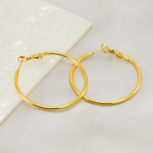 Hoop Earrings Stainless Steel 18K Gold Plated Round Geometric Retro Minimalist Fashion Ear Jewelry For Women
