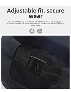 Dettaglio del cinturino regolabile con fascia elastica e fibbia opaca su berretto sport