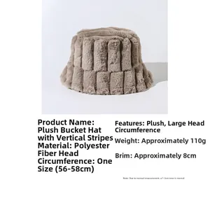 Spécifications de taille pour chapeau bob en peluche à rayures, tour de tête 56-58cm